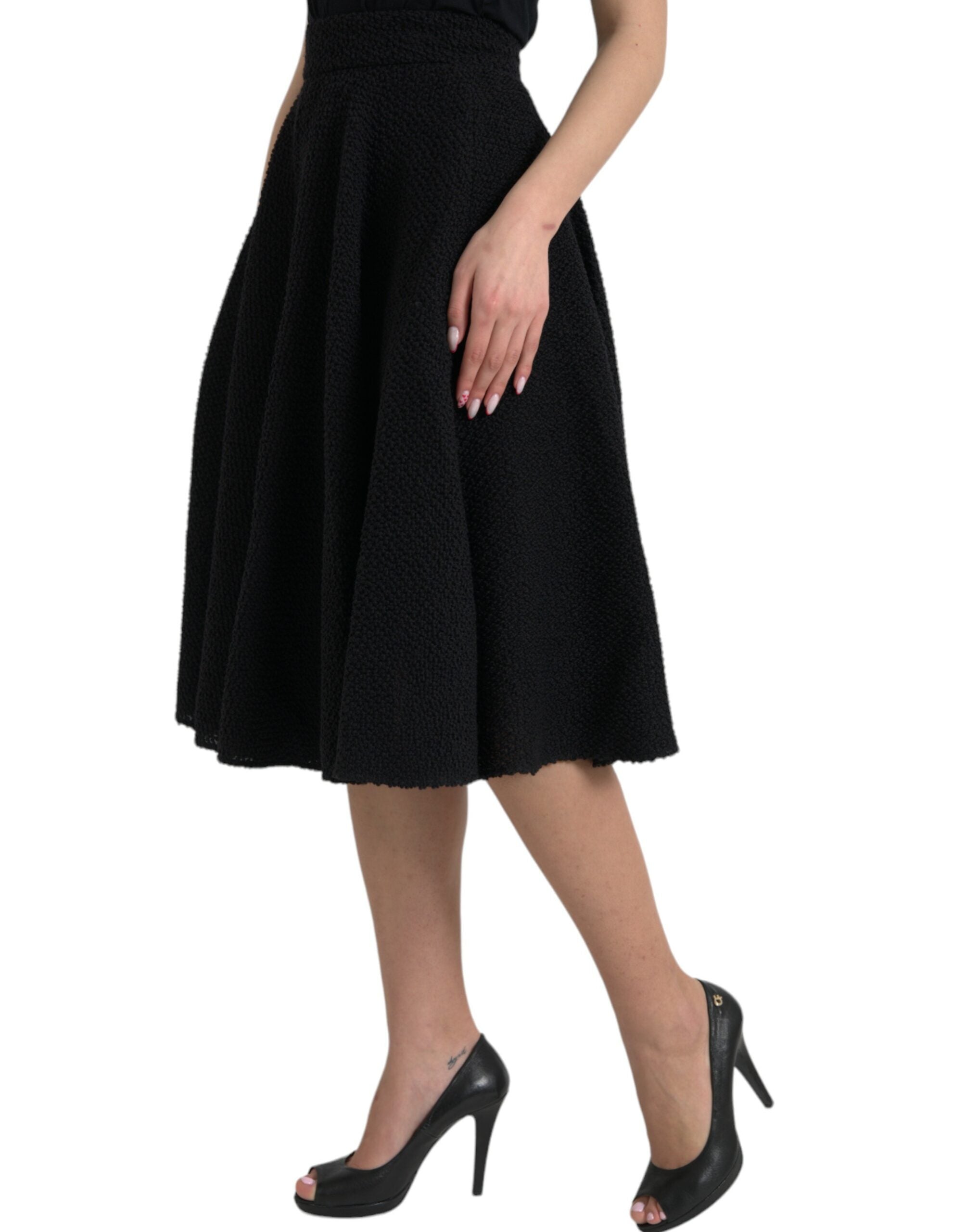 Dolce & Gabbana Black High Waist A-line Knee Length Women's Skirt