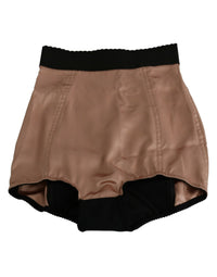 Dolce & Gabbana Beige Silk High Waist Mini Hot Pants Women's Shorts