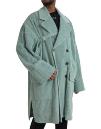 Dolce & Gabbana Blue Double Breasted Corduroy Cotton Men's Jacket