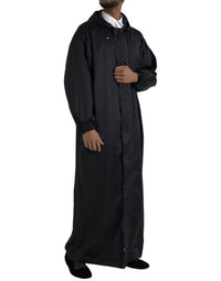 Dolce & Gabbana Black Polyester Hooded Long Windbreaker Men's Jacket