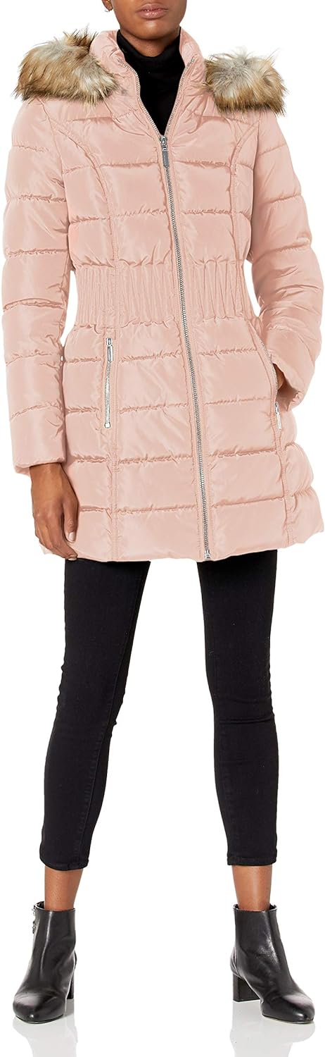 LAUNDRY BY SHELLI SEGAL Women's 3/4 Puffer Jacket with Zig Zag