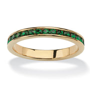 PalmBeach Jewelry Yellow Gold-plated Round Simulated Birthstone Eternity Ring Sizes 5-10-May-Emerald