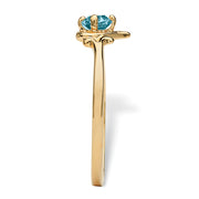 PalmBeach Jewelry Yellow Gold-plated Round Simulated Birthstone Heart Ring Sizes 5-10-December-Blue Topaz