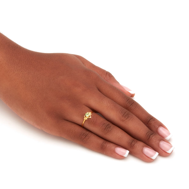PalmBeach Jewelry Yellow Gold-plated Round Simulated Birthstone Heart Ring Sizes 5-10-August-Peridot
