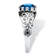 PalmBeach Jewelry Sterling Silver Oval Cut Simulated Birthstone Scroll Ring Sizes 5-10-September-Sapphire