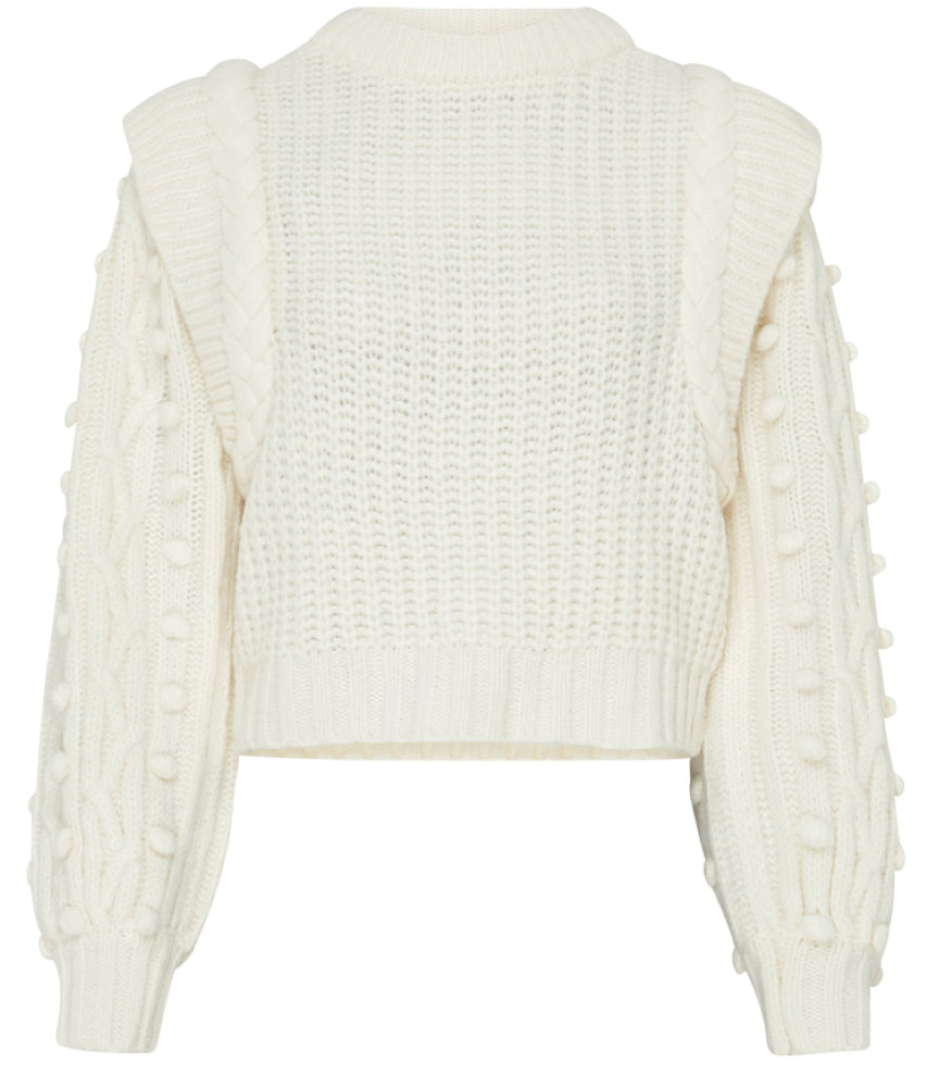 Farm Rio Women's Off White Braided Chunky Knit Sweater Pullover1