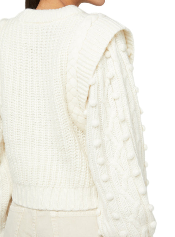 Farm Rio Women's Off White Braided Chunky Knit Sweater Pullover3