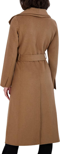 TAHARI Women's Maxi Double Face Wool Blend Wrap Coat, Camel