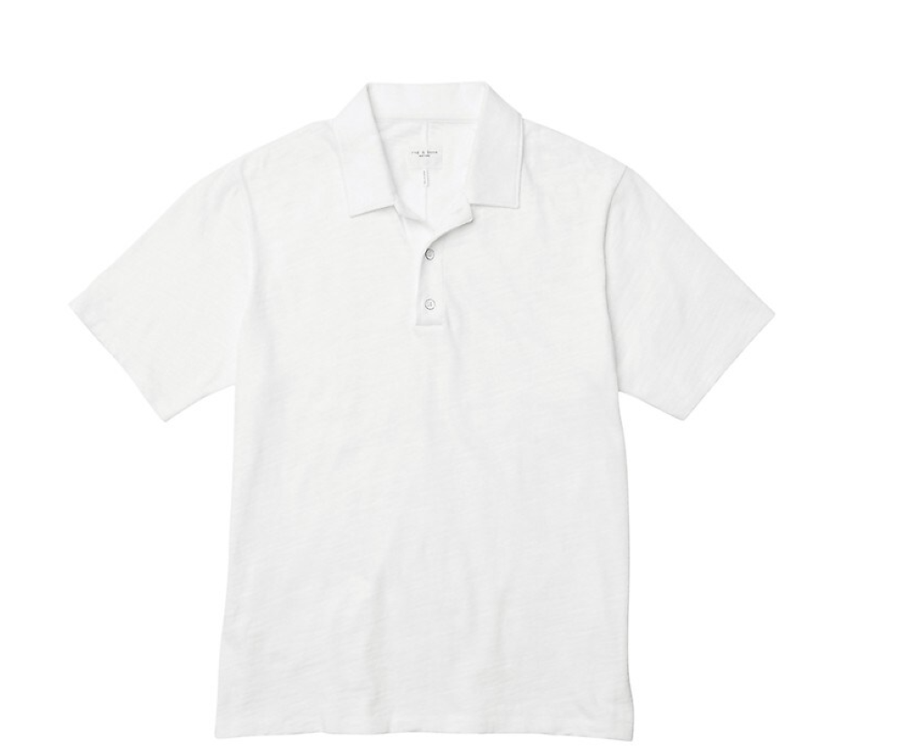 Rag & Bone Men's Classic Flame Polo Shirt Short Sleeve T-Shirt, White White