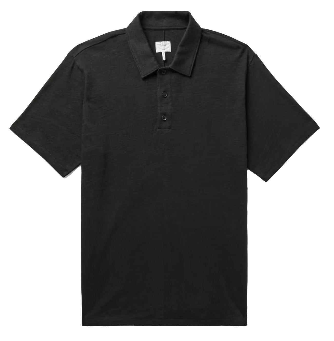 Rag & Bone Men's Solid Black Classic Flame Polo Shirt Short Sleeve T-Shirt Black