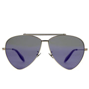 Alexander McQueen Unisex Blue Metal Reflective Aviator Sunglasses AM0058S 442139 7015