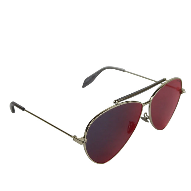 Alexander McQueen Unisex Blue Metal Reflective Aviator Sunglasses AM0058S 442139 7015