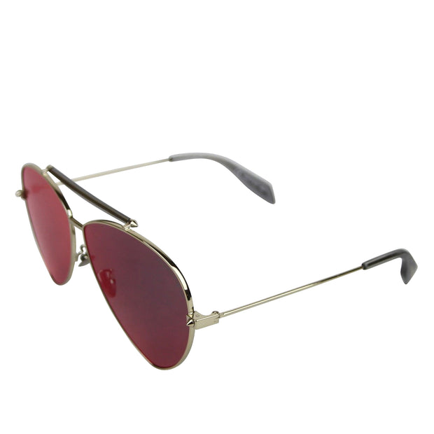 Alexander McQueen Unisex Blue Metal Reflective Aviator Sunglasses AM0058S 442139 7015