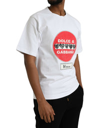 Dolce & Gabbana White Amor Heart Cotton Crewneck Short Sleeve Men's T-shirt
