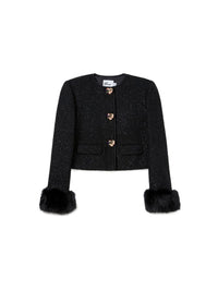 Self-Portrait Women Boucle Fur Cuff Jacket