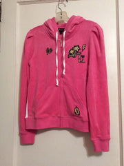 New Juicy Couture Black Label Venice Beach Pink Barbie Puff Sleeves Jacket Sz Large