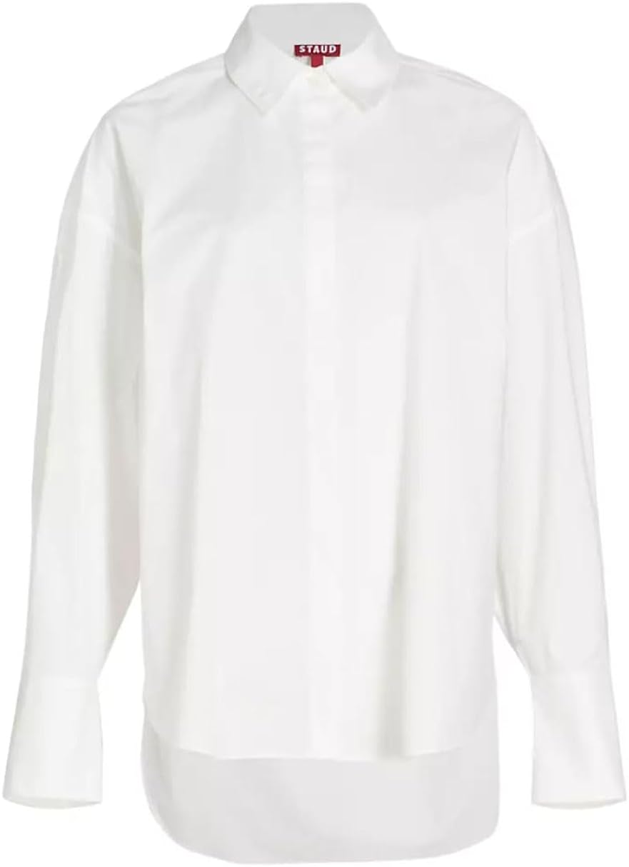 STAUD Women's Colton Oversized Cotton Shirt, White1