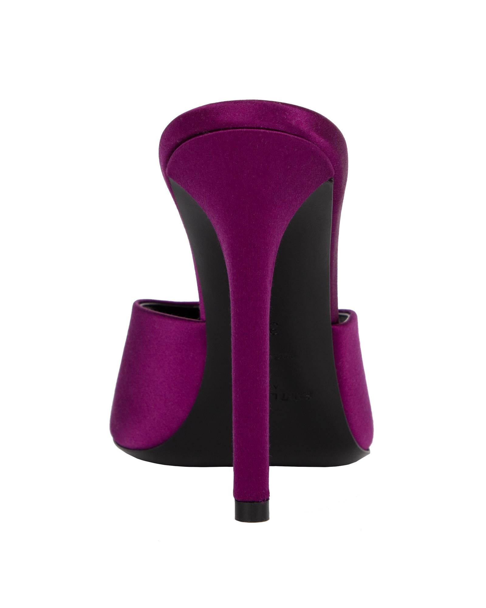 サンダル・ミュール SAINT LAURENT Saint Laurent Sandals Women Satin Violet/Plum Saint Laurent Satin Heeled Sandal Women Violet | Purple