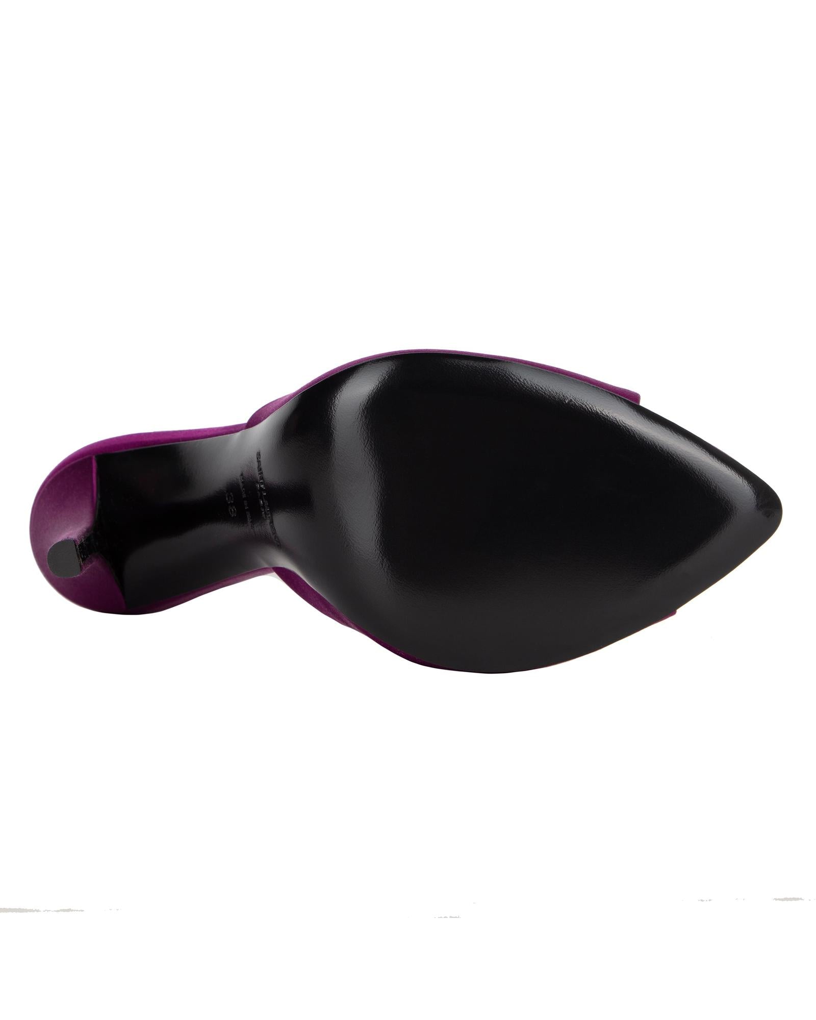 サンダル・ミュール SAINT LAURENT Saint Laurent Sandals Women Satin Violet/Plum Saint Laurent Satin Stiletto Heel Mule Women Violet | Purple
