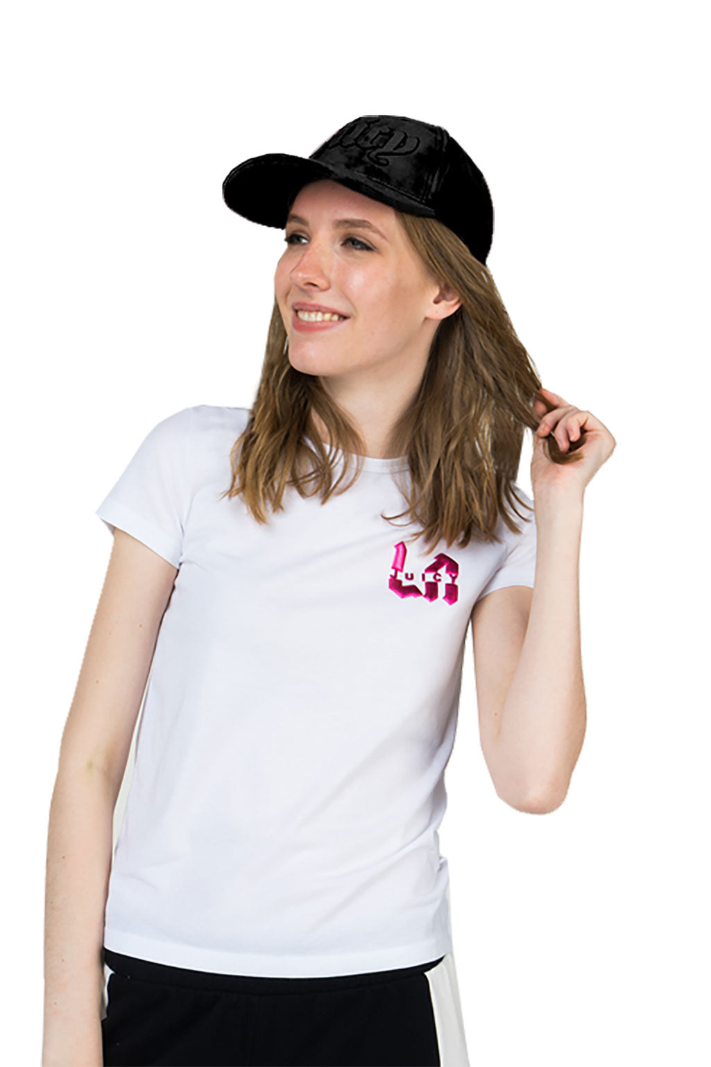 Juicy Couture Women's Black Velvet Logo Cap One Size