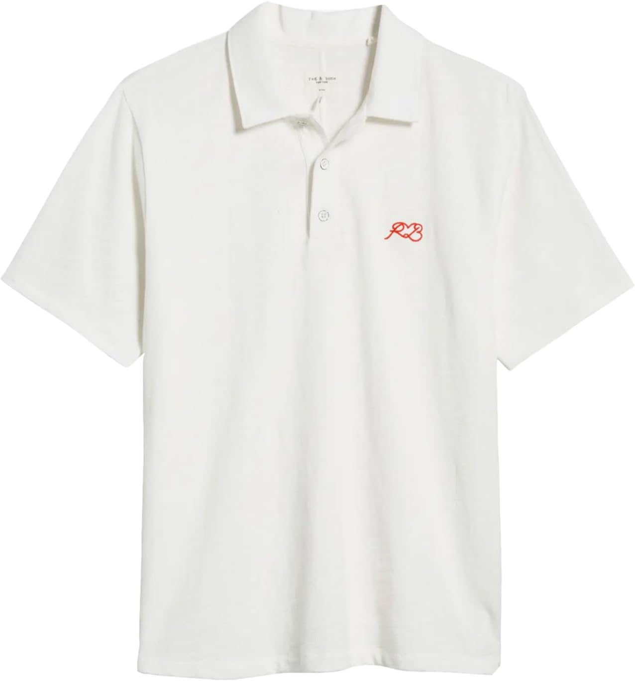 Rag & Bone Men's Love RB Soft Cotton Short Sleeve Polo T-Shirt, White White