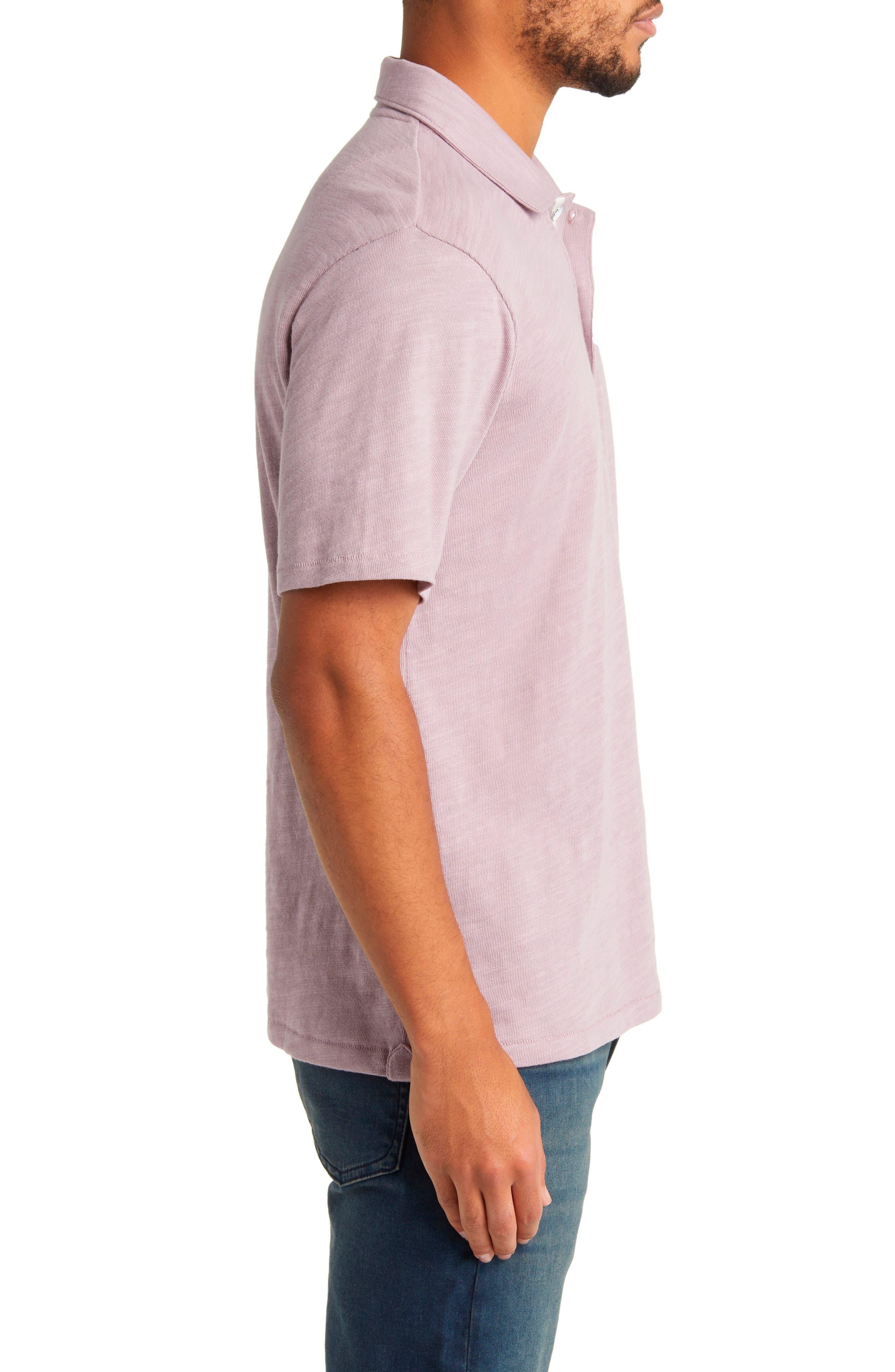 Rag & Bone Men's Short Sleeve Classic Polo, Berry Pink