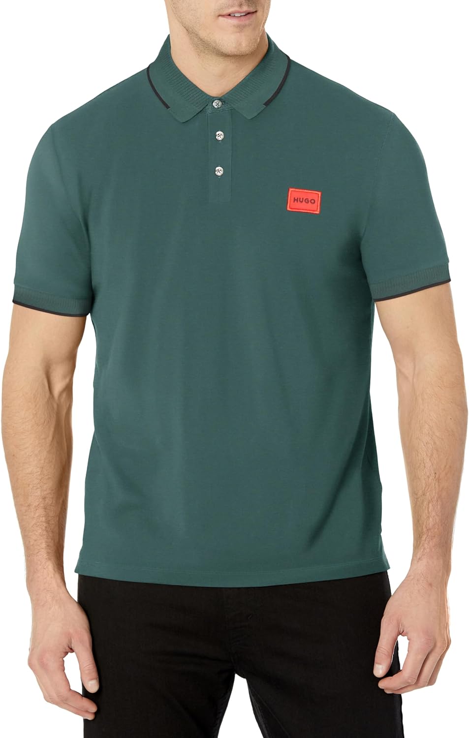 Hugo Boss Hugo Men's Deresino 232 Square Logo Polo Shirt, Dark Green S Dark Green