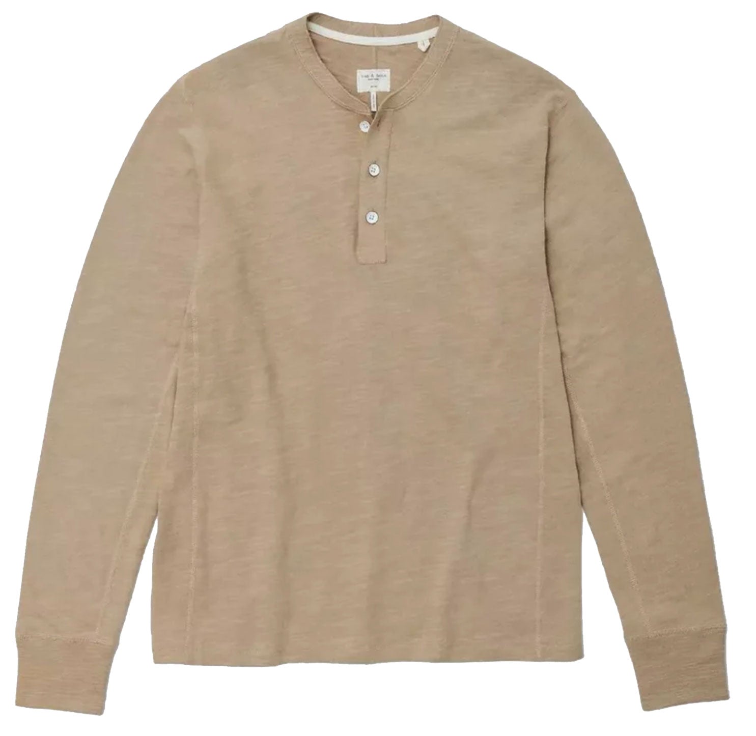 Rag & Bone Men's Classic Cotton Long Sleeve Henley, Taupe Taupe