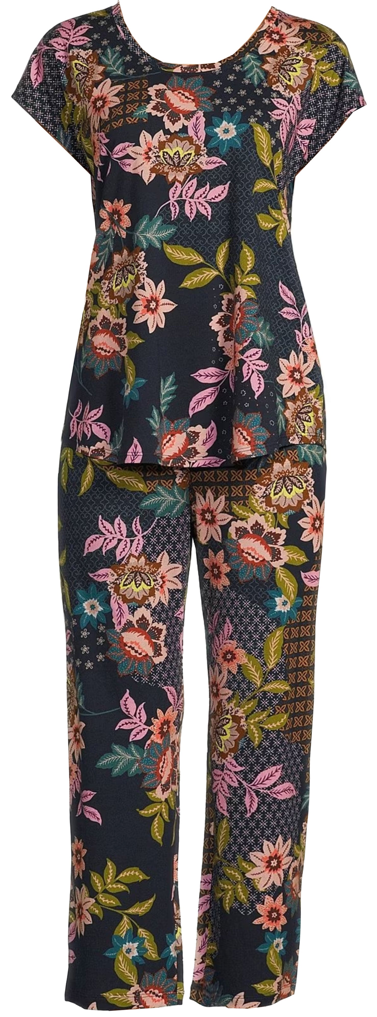 Johnny Was Delfino Cap Sleeve Crop Pajama Set Multi