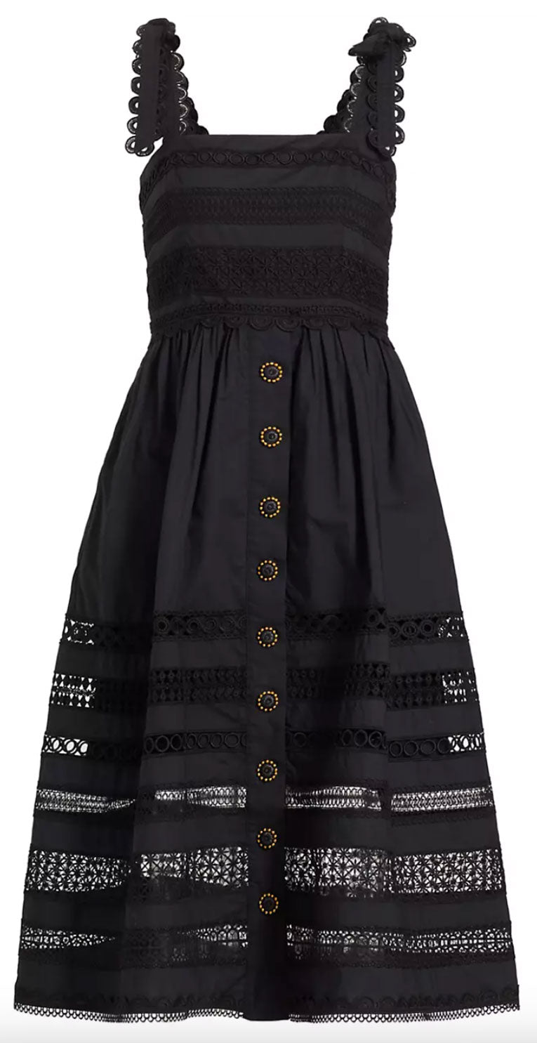 Cara Cara Women's Nidhi Embroidered Stripe Midi-Dress, Black