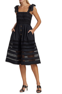 Cara Cara Women's Nidhi Embroidered Stripe Midi-Dress, Black