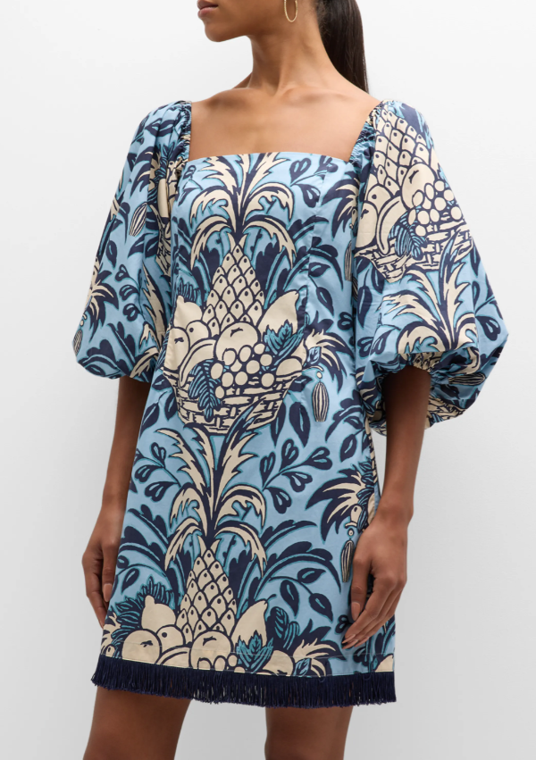 Cara Cara Women's Montauk Dress, Blue Fruit Basket