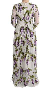 Dolce & Gabbana White Floral Embroidered Maxi Women's Dress