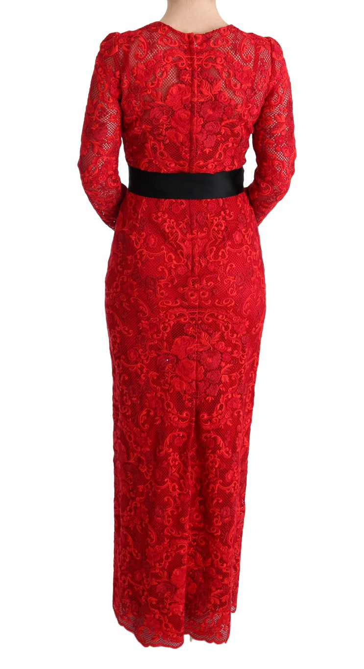dolce and gabbana red lace dress Dolce & Gabbana F/W 2013 Crystal Embellished Red Lace Dress Size 42