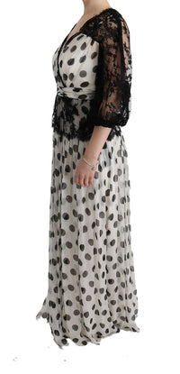 Dolce & Gabbana Black White Polka Dotted Floral Women's Dress
