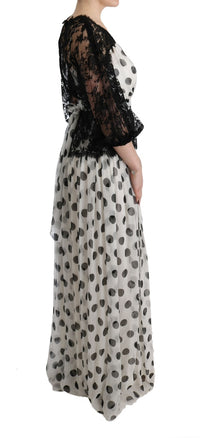 Dolce & Gabbana Black White Polka Dotted Floral Women's Dress