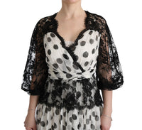 Dolce & Gabbana Black White Polka Dotted Floral Women's Dress