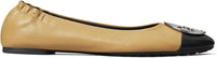 Tory Burch Women's Claire Cap-Toe Ballet Flat, Ginger Shortbread/Perfect Black