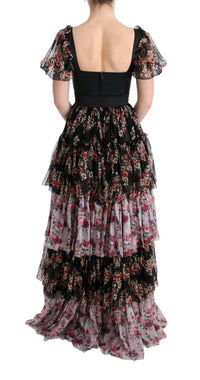 Dolce & Gabbana Multicolor Silk Stretch Floral Shift Long Women's Dress