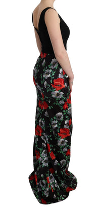 Dolce & Gabbana Multicolor Floral Print Stretch Sheath Long Women's Dress