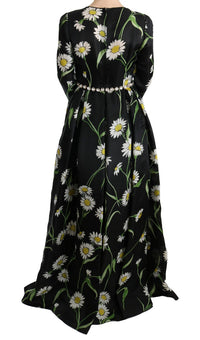 Dolce & Gabbana Multicolor Silk Sunflower Print Long Maxi Women's Dress