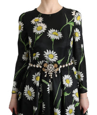 Dolce & Gabbana Multicolor Silk Sunflower Print Long Maxi Women's Dress