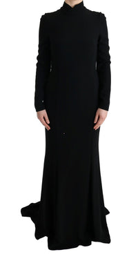 Dolce & Gabbana Black Stretch Long Gown Sheath Women's Dress