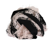 Dolce & Gabbana Black Silk Pink Floral Lace Hair Women's Claw
