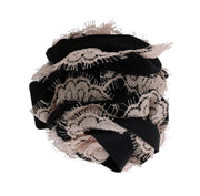 Dolce & Gabbana Black Silk Pink Floral Lace Hair Women's Claw