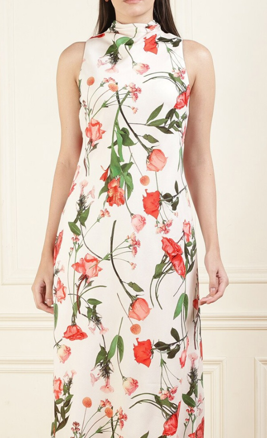 floral cowl neck midi dress Ted Baker Women's Connihh Floral Cowl Neck Sleeveless Satin Midi Dress