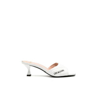 Love Moschino Leather Quilted Heeled Slides, White 37 White