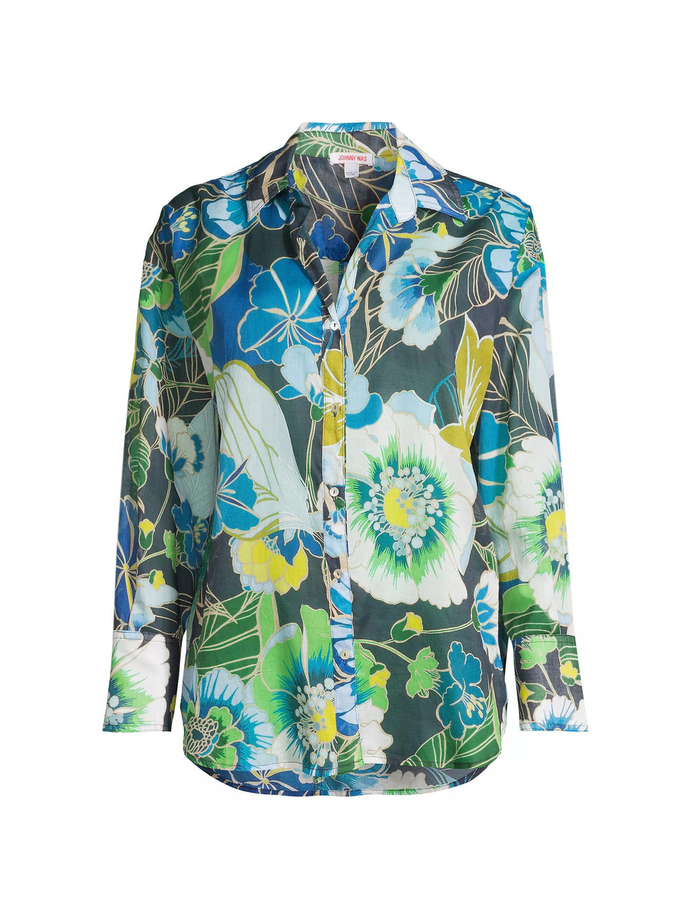 Johnny Was Women's Jenn Curved Hem Yoke Shirt Multi Multicolor