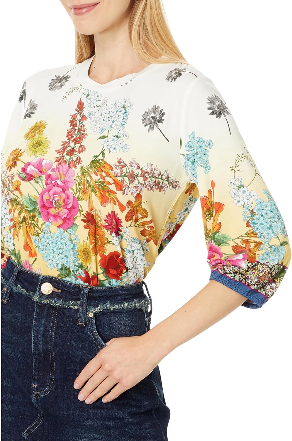 Johnny Was Women's Delite Puff Sleeve Top Multicolor