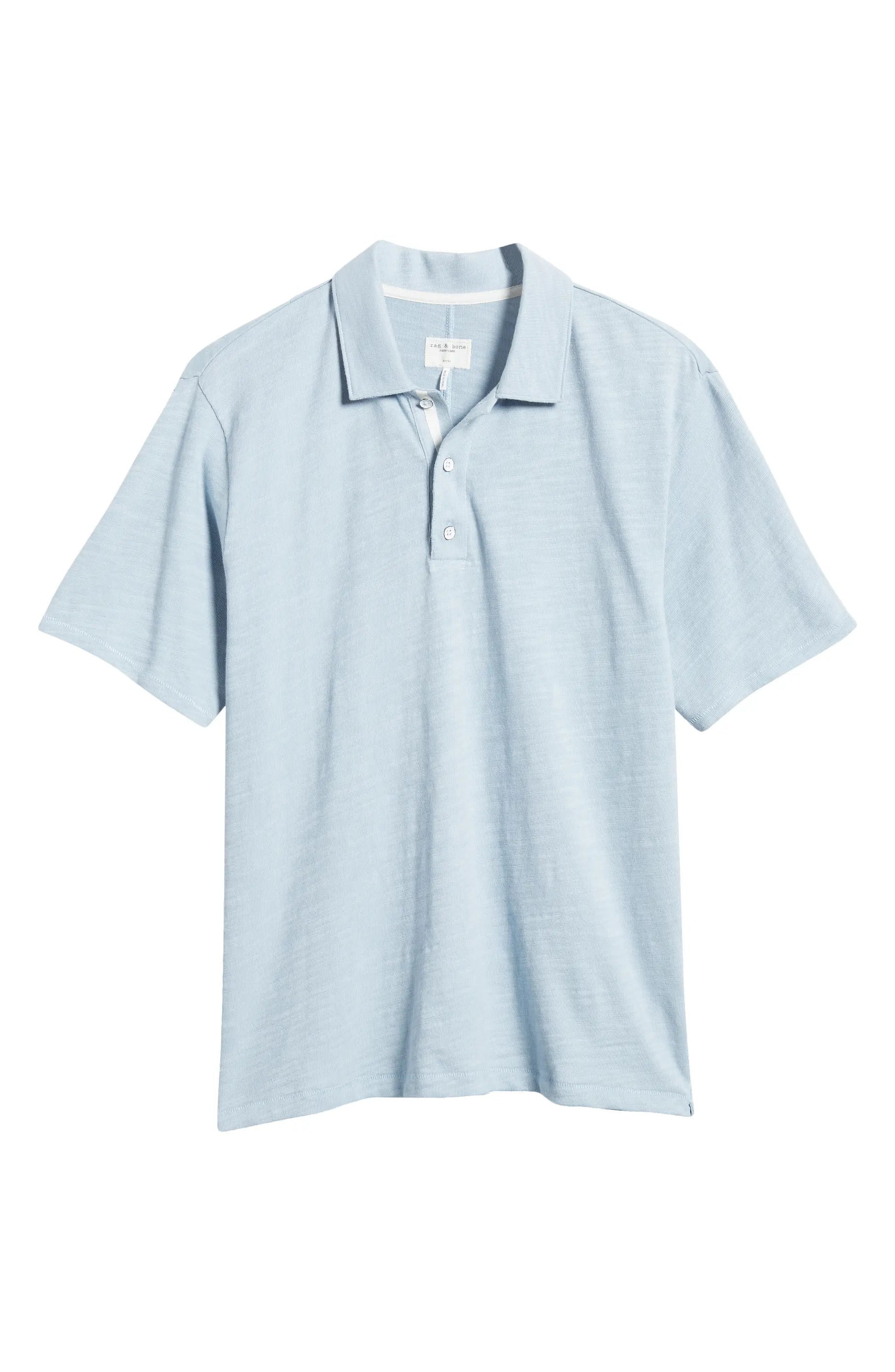Rag & Bone Men's Classic Flame Polo Shirt, Desert Blue XXL Desert Blue